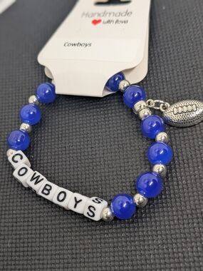 Handmade Blue 'Cowboys' Beaded Kids Bracelet